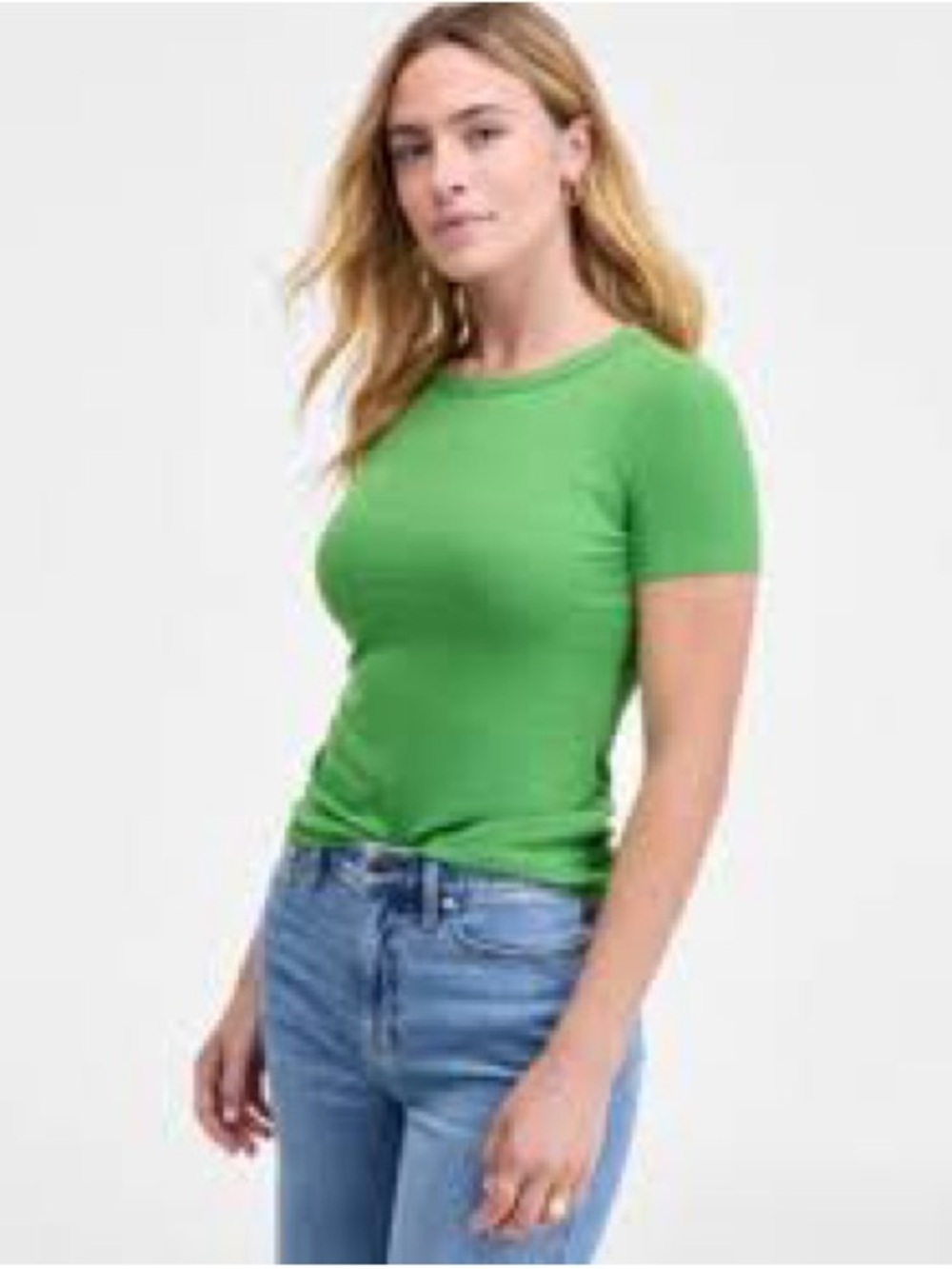 ON-S7RE Short Sleeve Ribbed Tee in Green
